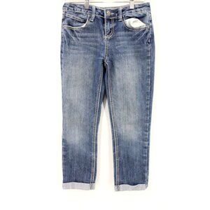 Vanilla Star Jeans Girls Youth Blue Denim Medium Washed Thick Stitching sz 12